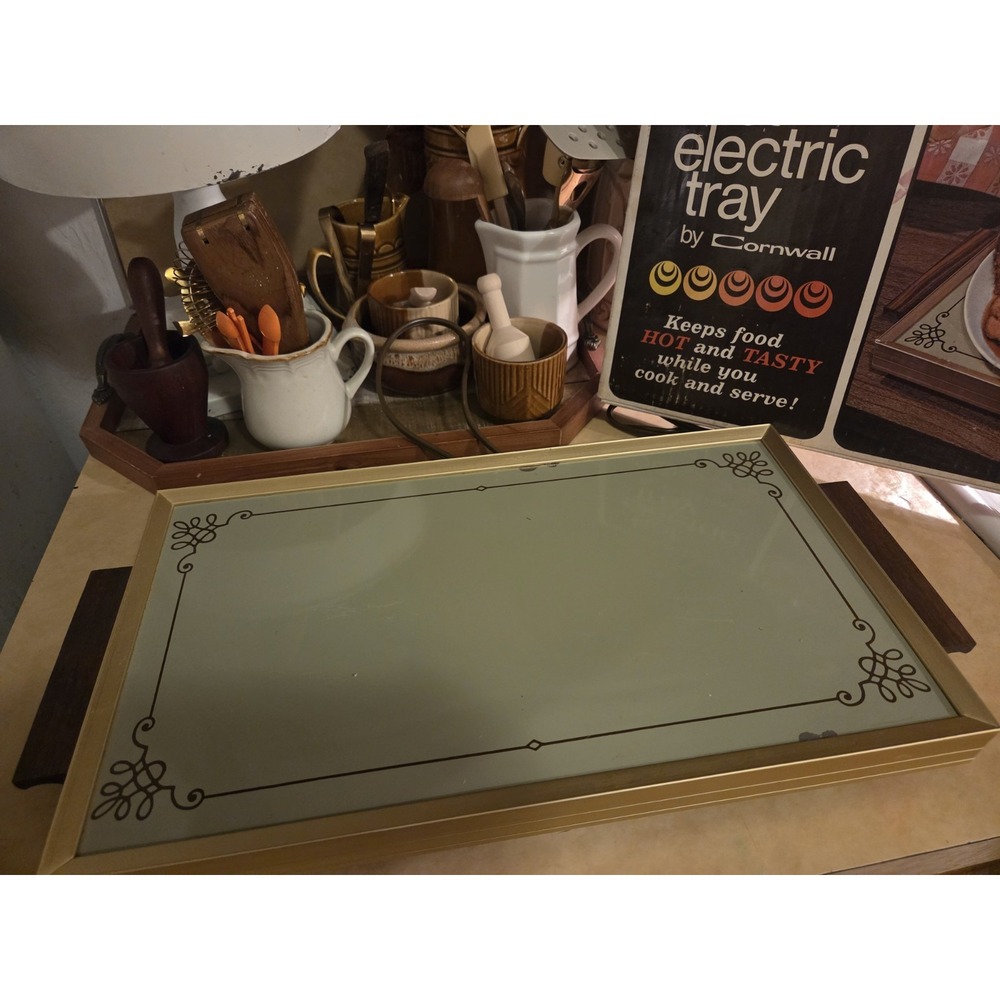 Vintage Cornwall Hot Plate Electric Tray Avocado Food Warmer MCM Works!!